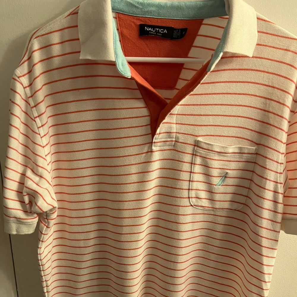 White and teal Nautica polo